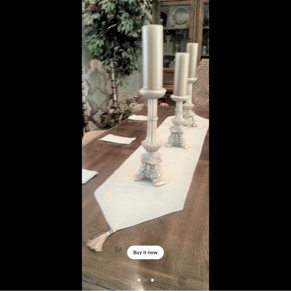 Table runner with multicolor tassels and 6 napkins. Linen blend. New